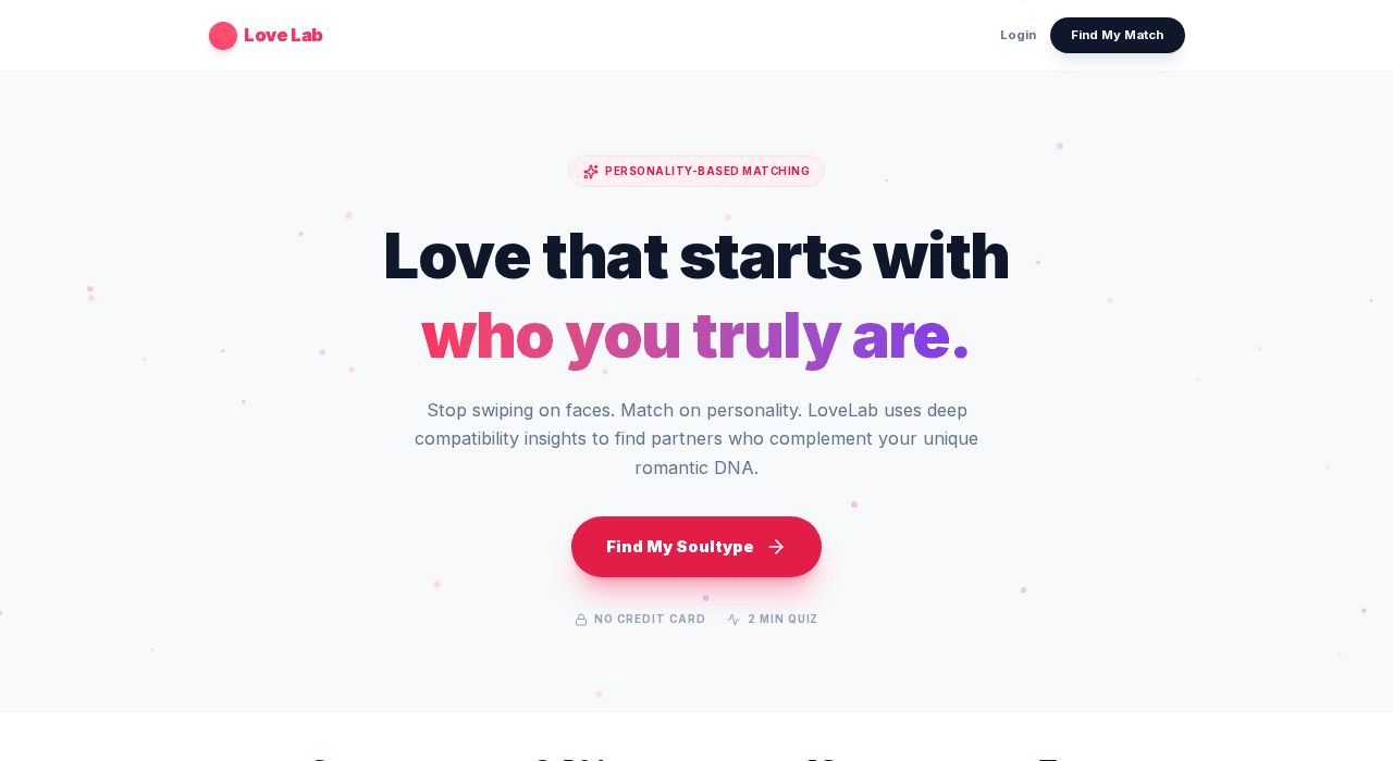 Lovelab: Personality based Dating site for your soul.